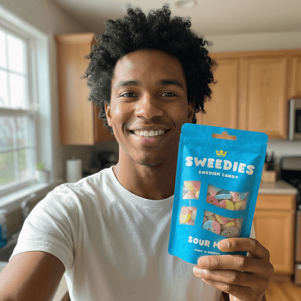 Five star customer review of Sweedies sour and sweet authentic Swedish candy.