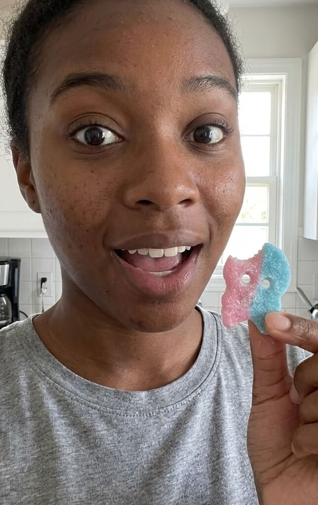 Viral TikTok Swedish candy mix customer reaction and rating.